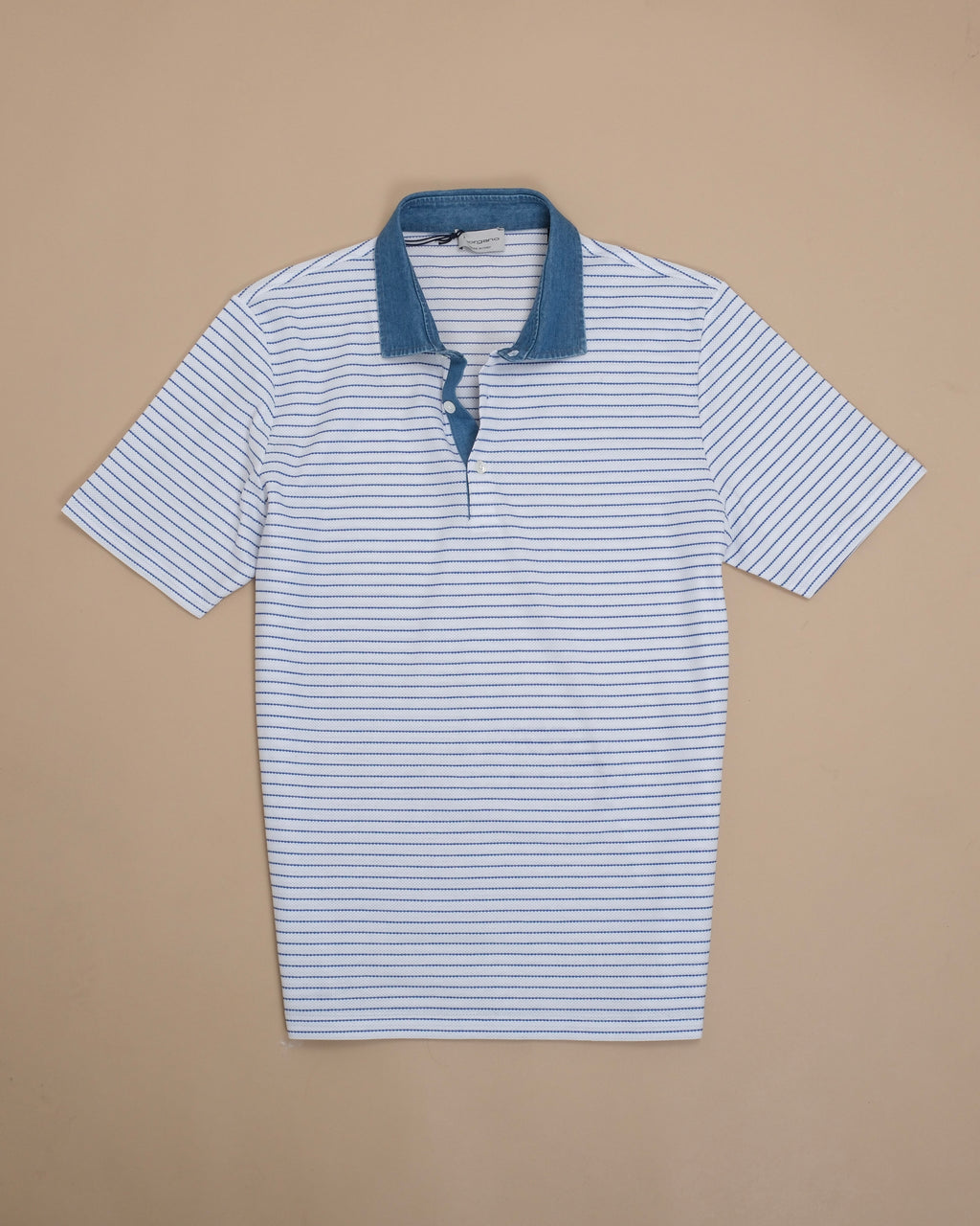 Blue Stripe on White Polo Shirt