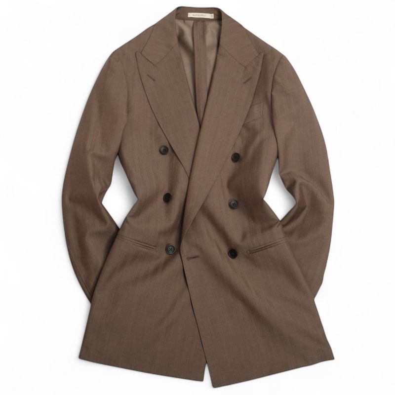Taupe DB. Unlined Solaro Herringbone Suit