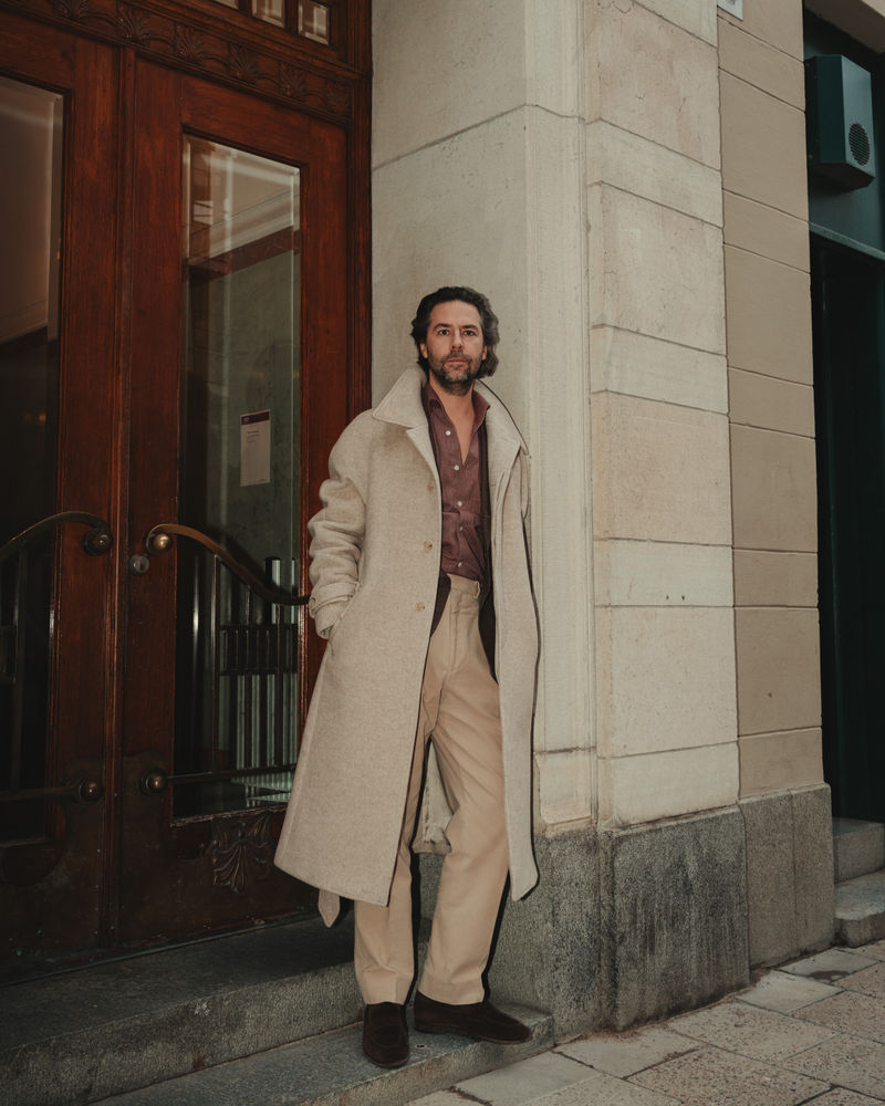 Light Beige Belted Raglan Wool Coat