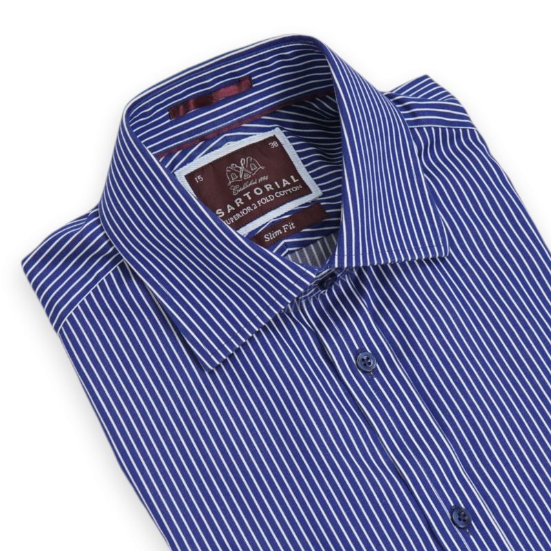 Blue/White Striped Pinpoint Shirt