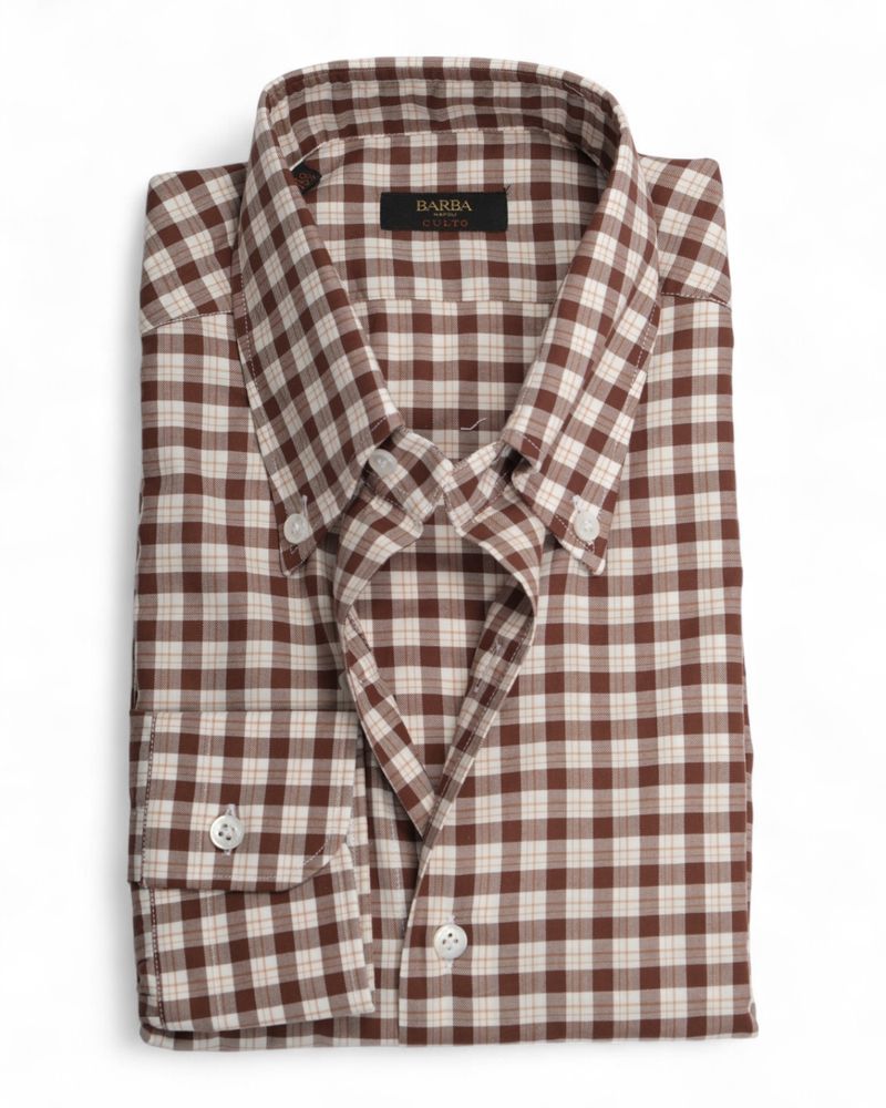 Brown/White BD. Brushed Twill Shirt