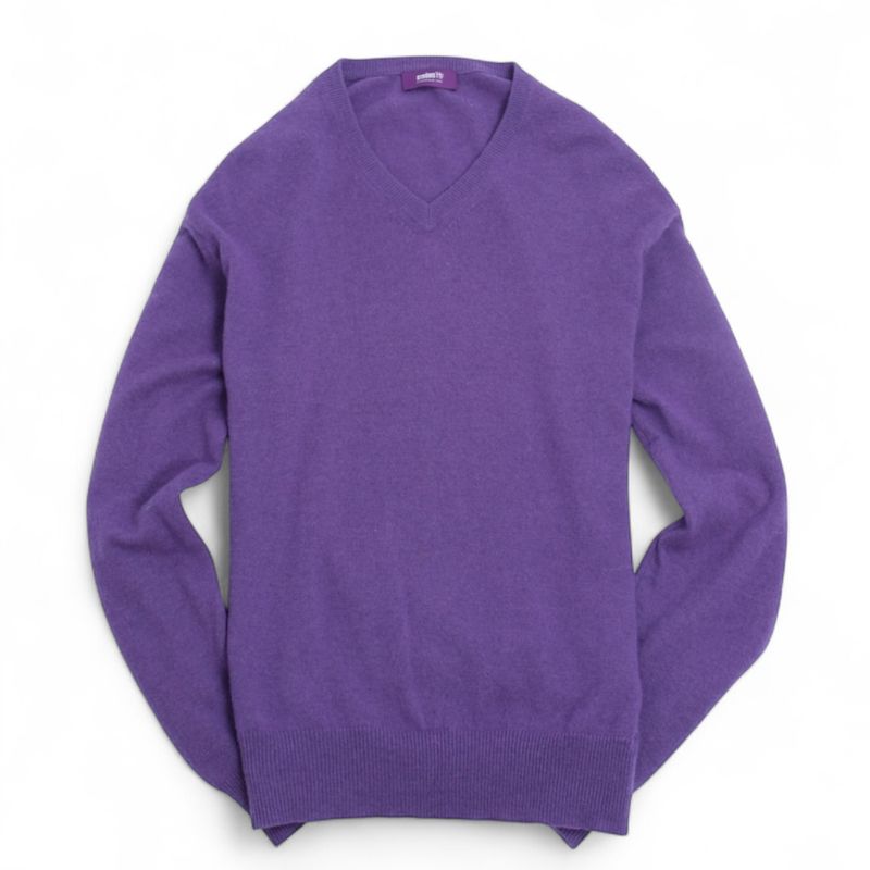 Purple Cashmere V-Neck Sweater