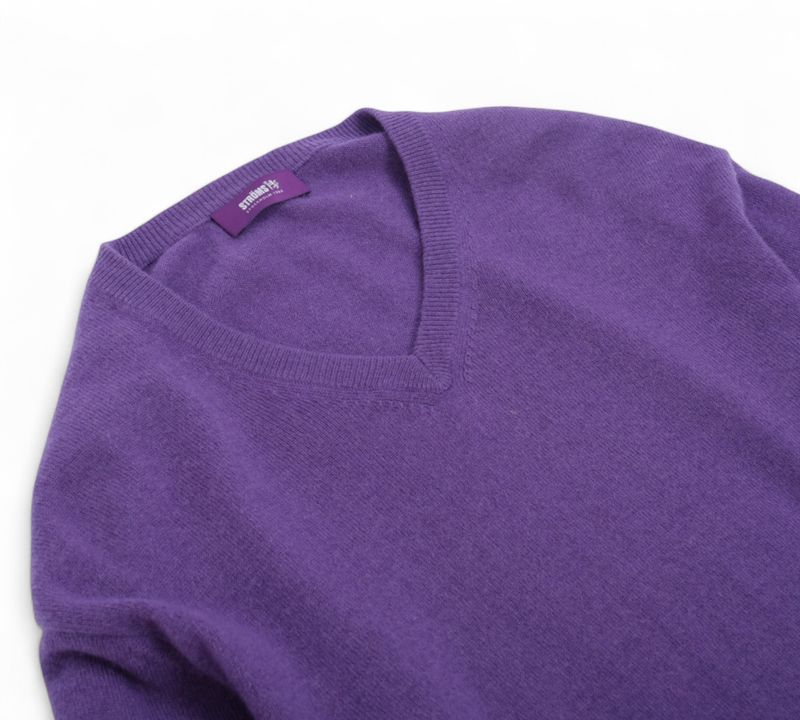 Purple Cashmere V-Neck Sweater