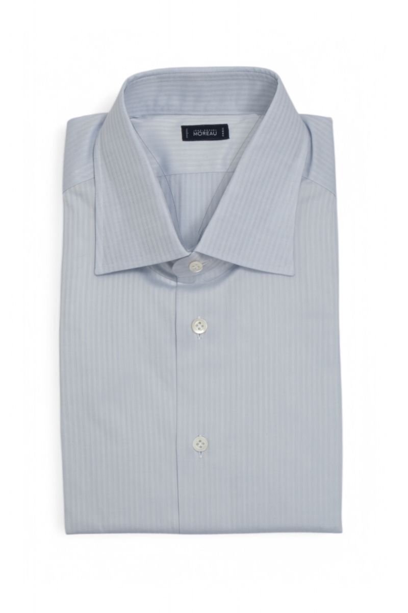 Light Blue Poplin Herringbone Shirt