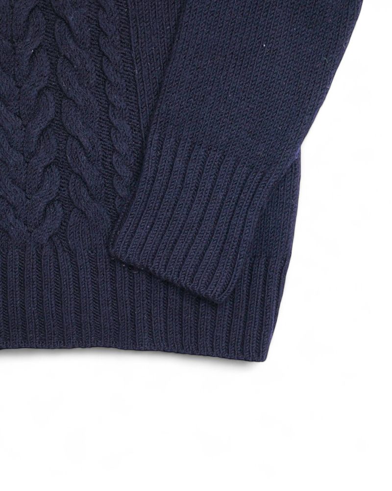 Navy Cable Knitted Rollneck Sweater