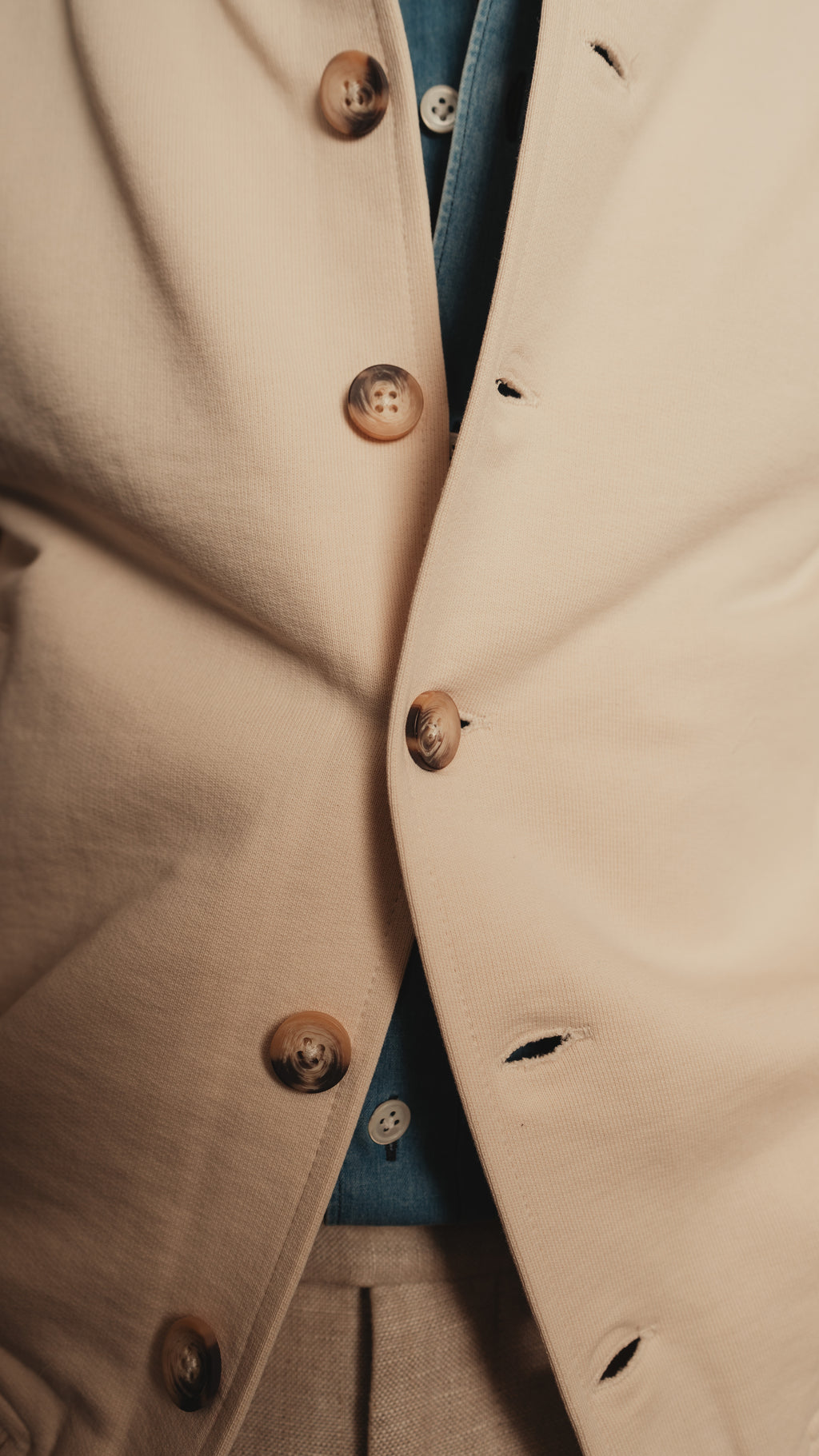 Beige Cotton Blouson Jacket