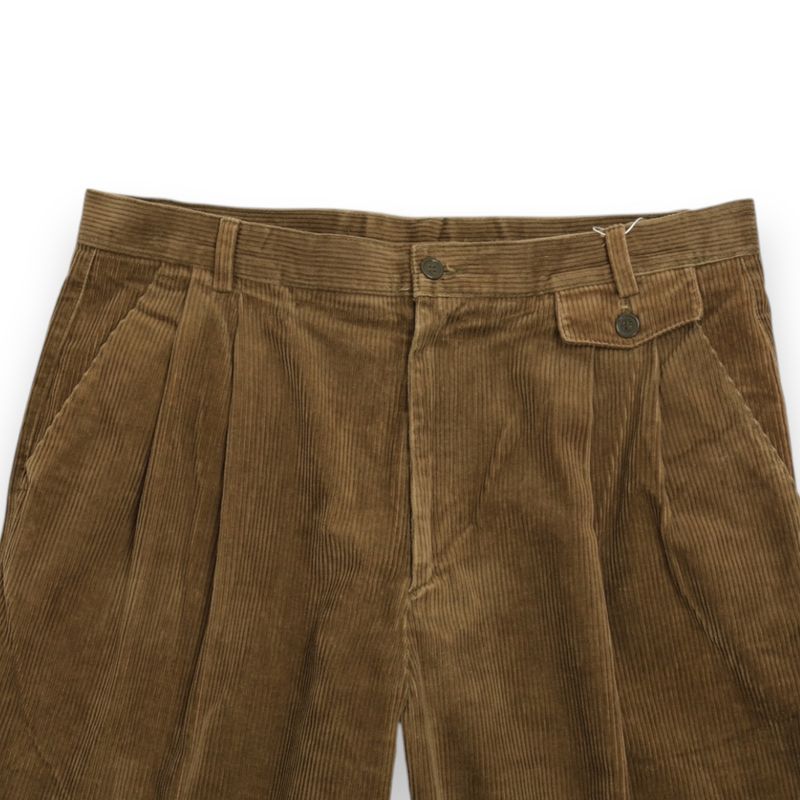 Brown High Rise Pleated Corduroy Trousers