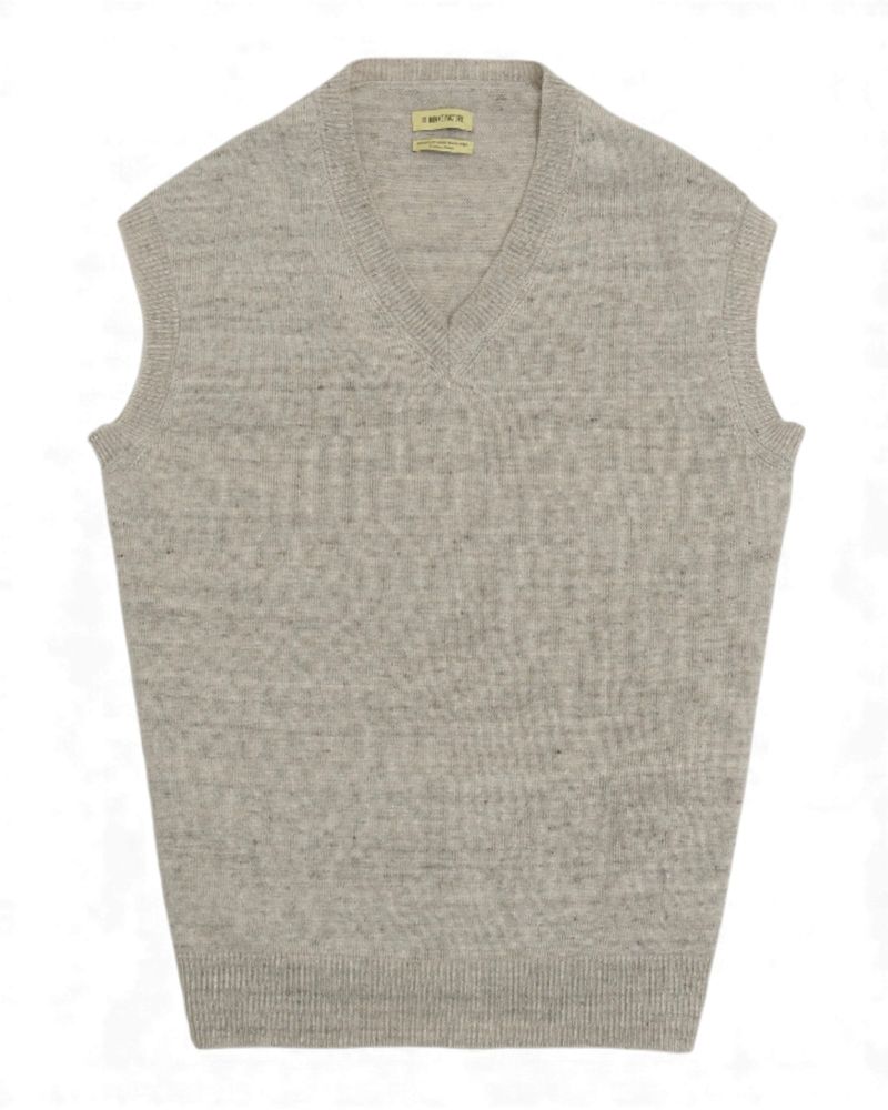 Light Grey Wool & Linen Sleeveless Slipover