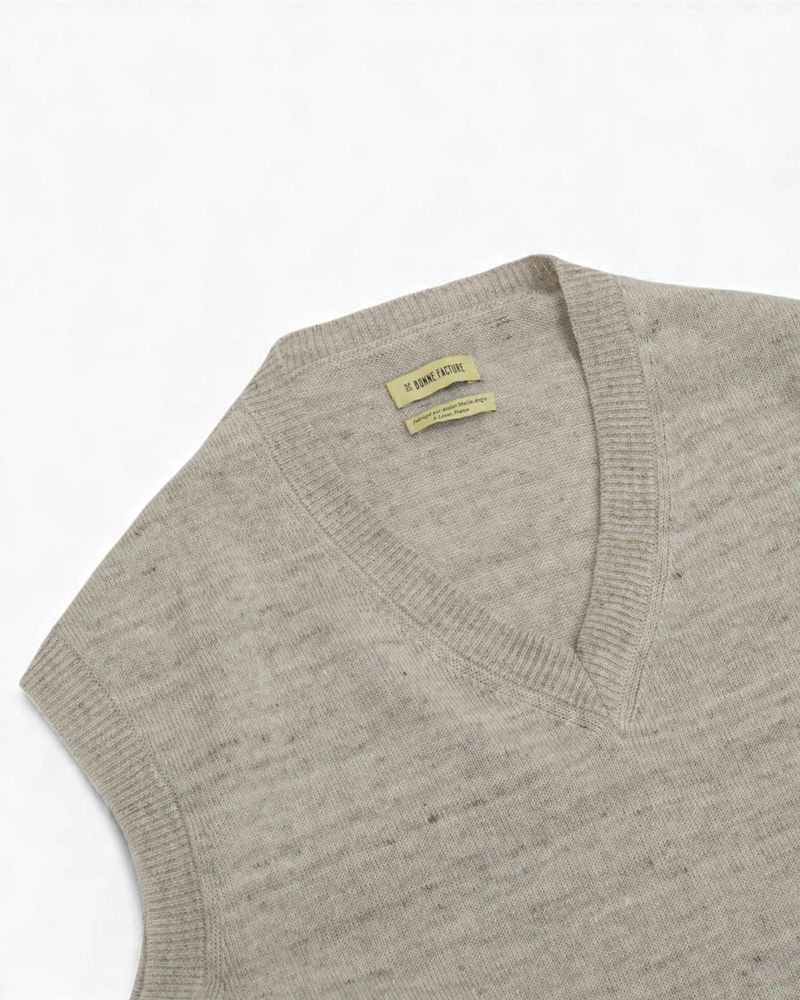 Light Grey Wool & Linen Sleeveless Slipover