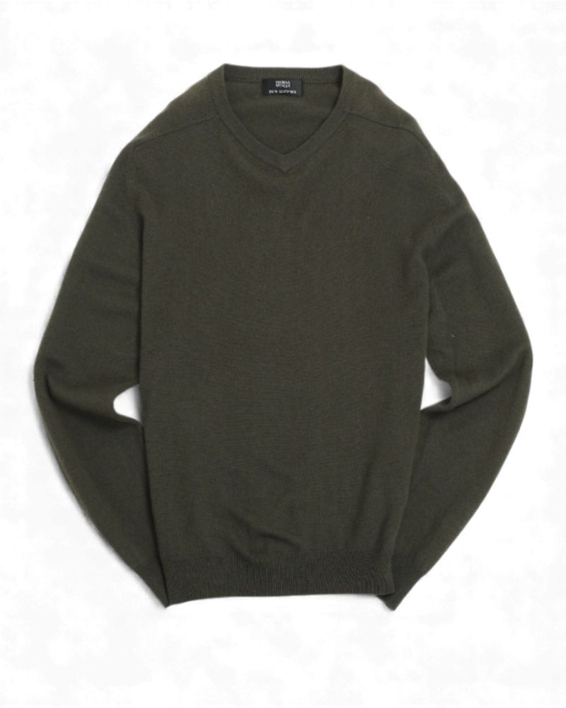 Forest Green Cashmere V-Neck Sweater
