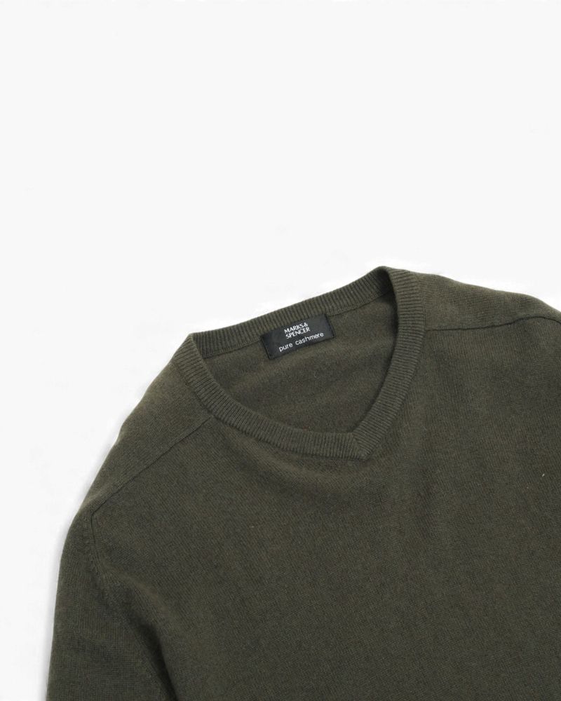 Forest Green Cashmere V-Neck Sweater