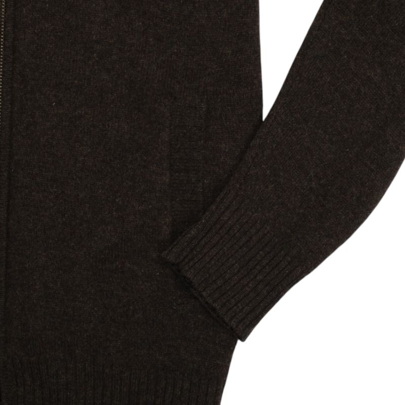 Chocolate Lambswool Full-Zip Cardigan
