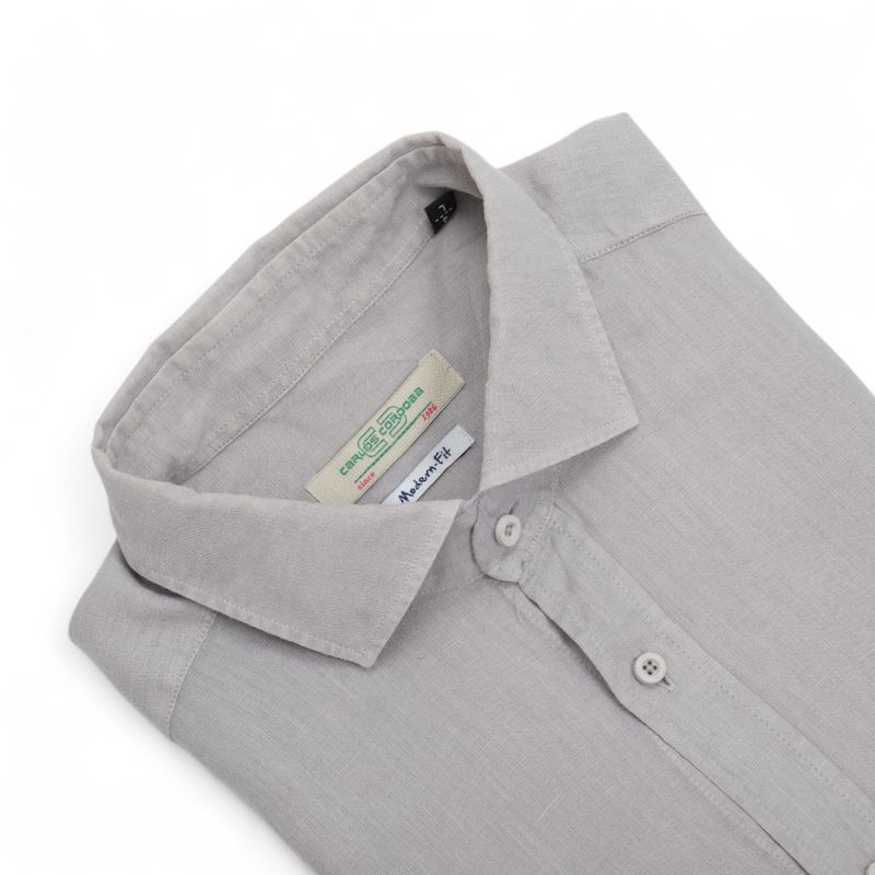 Light Grey Modern-fit Linen Shirt
