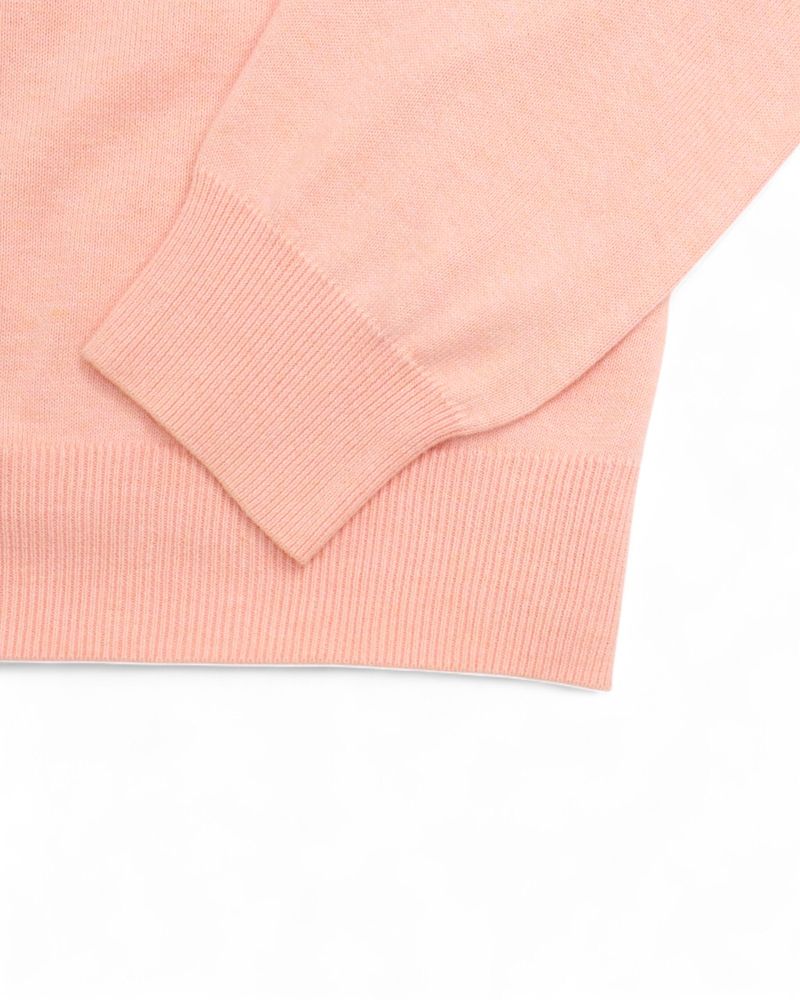 Pale Pink Supima Cotton V-Neck Sweater