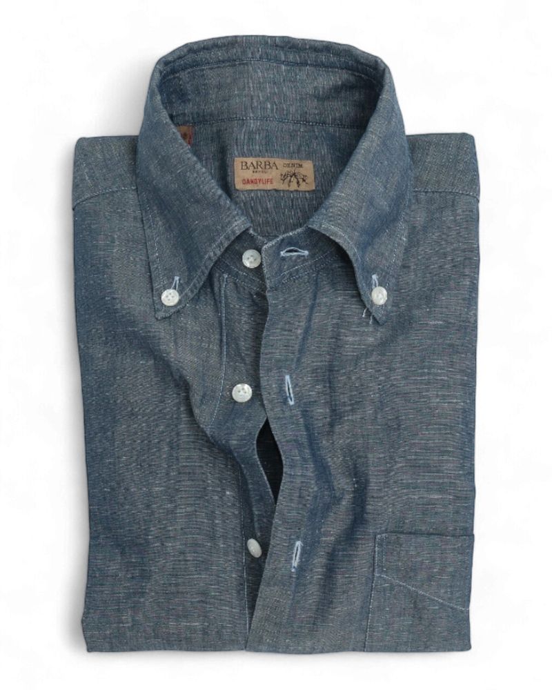 Dark Blue Cotton & Linen BD. Shirt