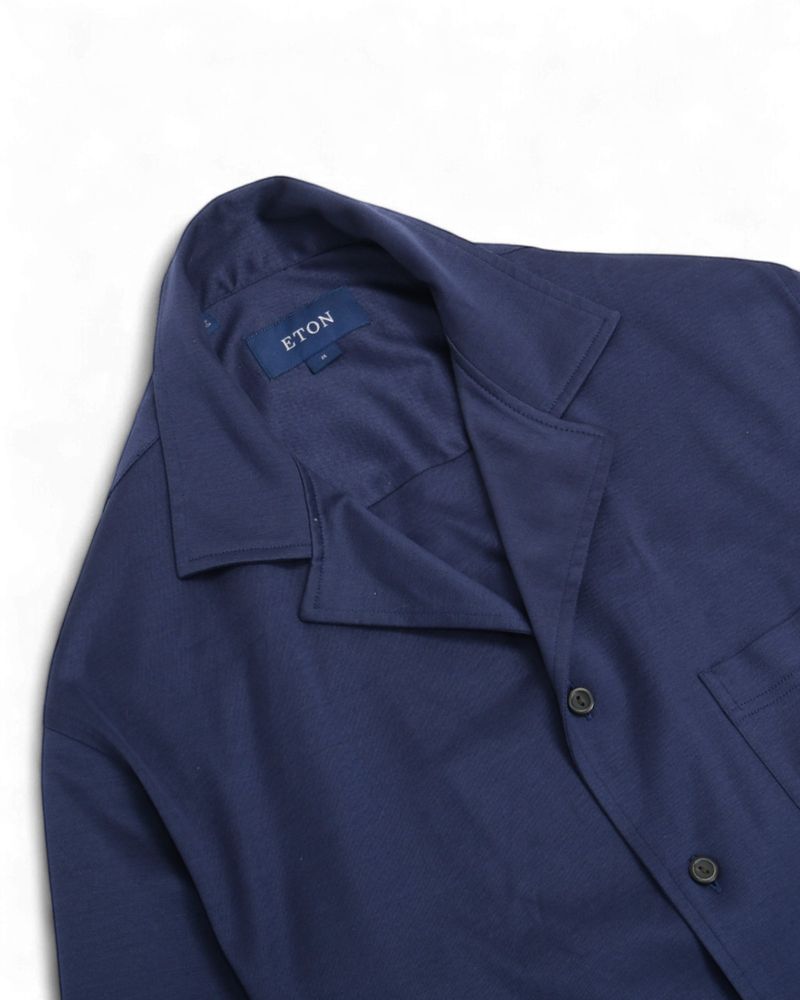 Navy Jersey Camp Collar Shirt