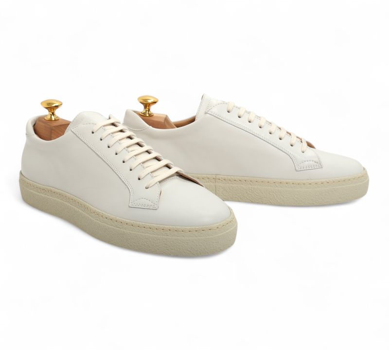 Cream White Leather Sneakers