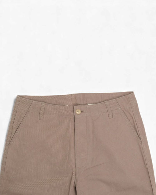 Almond Twill High-Rise Trousers