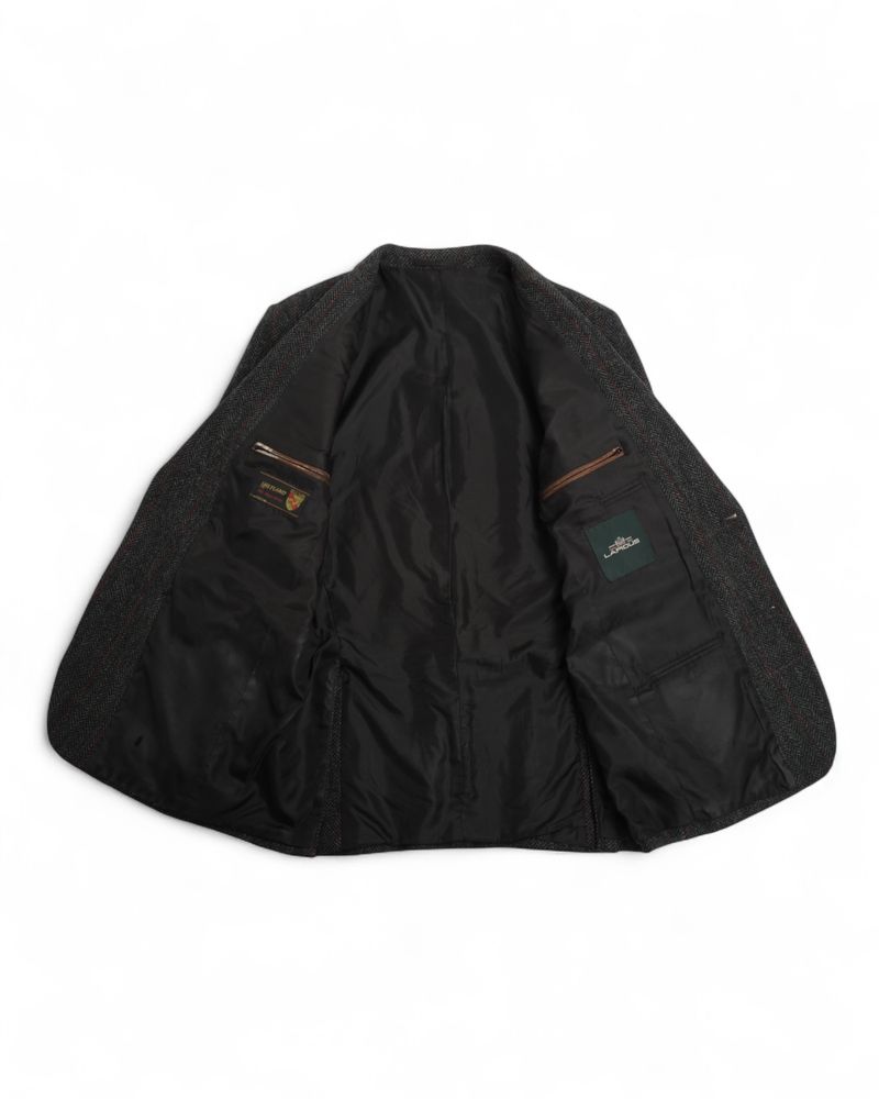 Dark Grey Checked Herringbone Tweed Sports Jacket