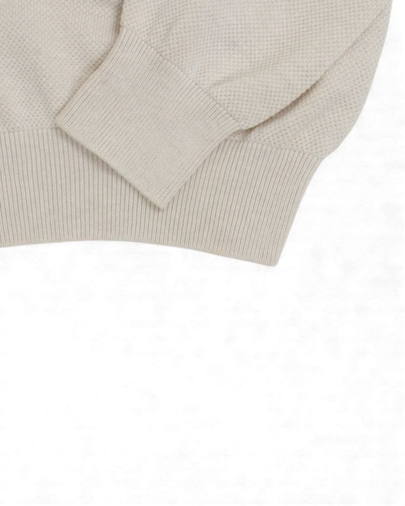 Beige Cotton Half Zip Knit