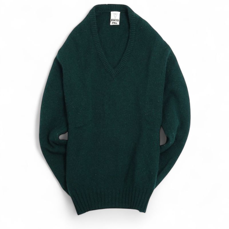 Dark Green Deep V-Neck Sweater