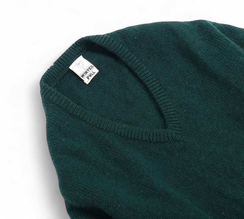 Dark Green Deep V-Neck Sweater