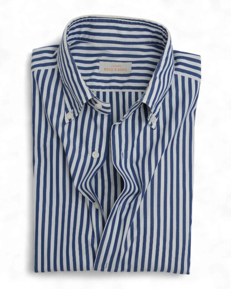 White/Dark Blue Bengal Stripe BD. Shirt
