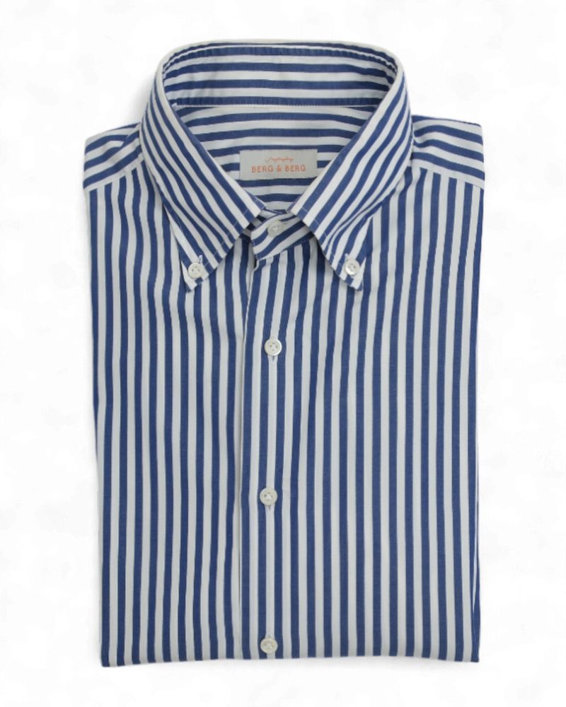 White/Dark Blue Bengal Stripe BD. Shirt