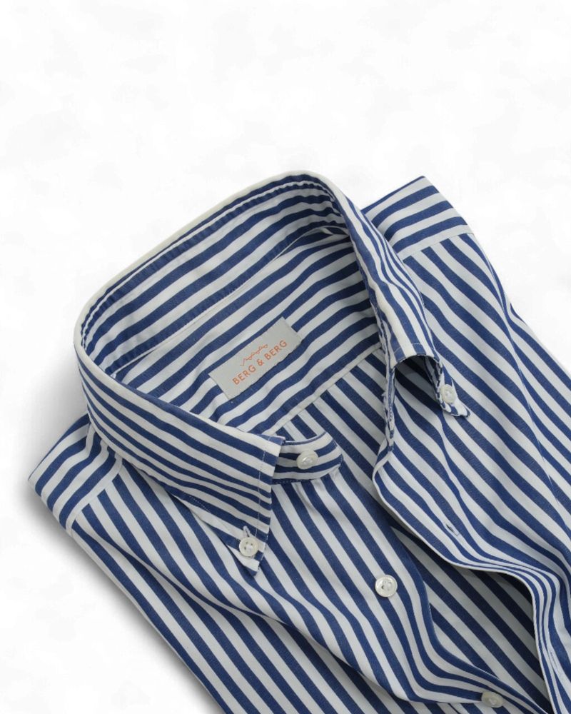 White/Dark Blue Bengal Stripe BD. Shirt
