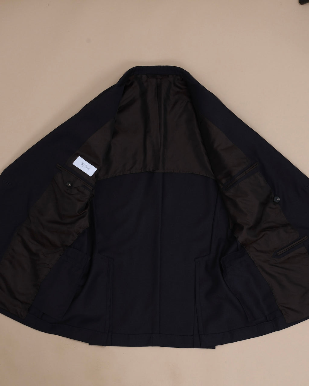 Navy Virgin Wool Hopsack DB. Suit