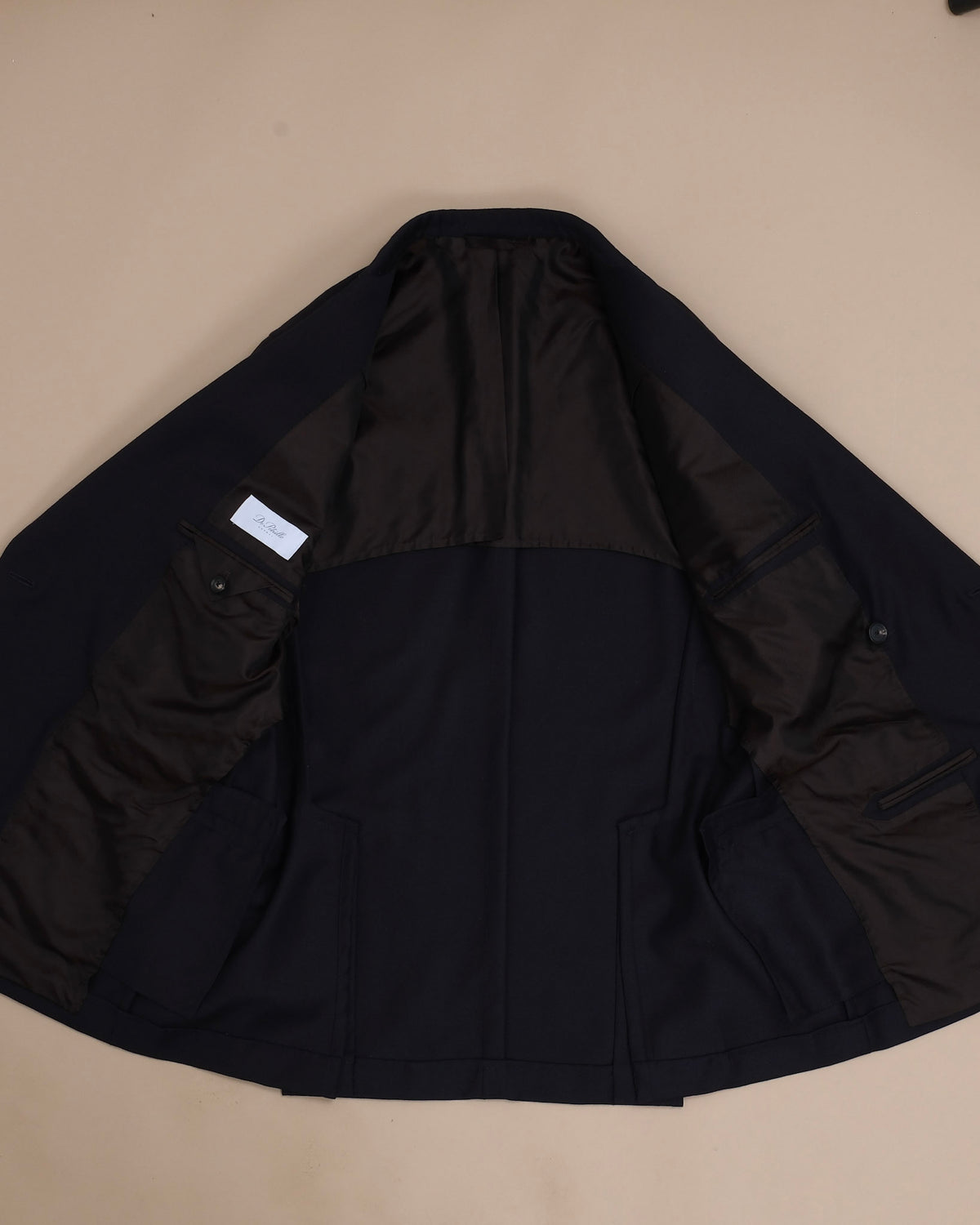 Navy Virgin Wool Hopsack DB. Suit