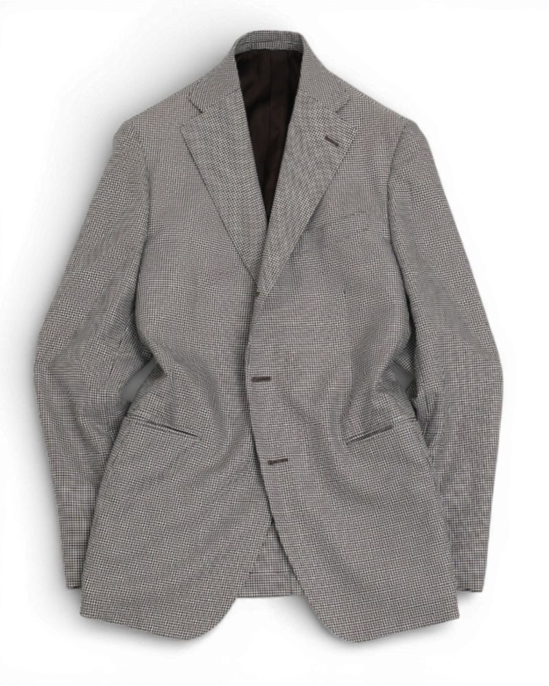 Off White & Brown Houndstooth Sports Jacket