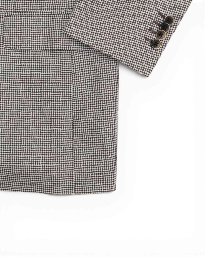 Off White & Brown Houndstooth Sports Jacket