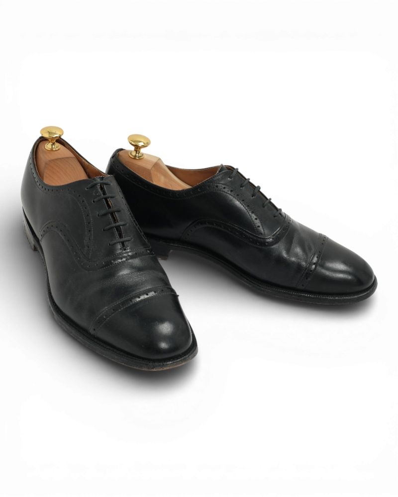 Black Leather Semi-Brouge Oxfords