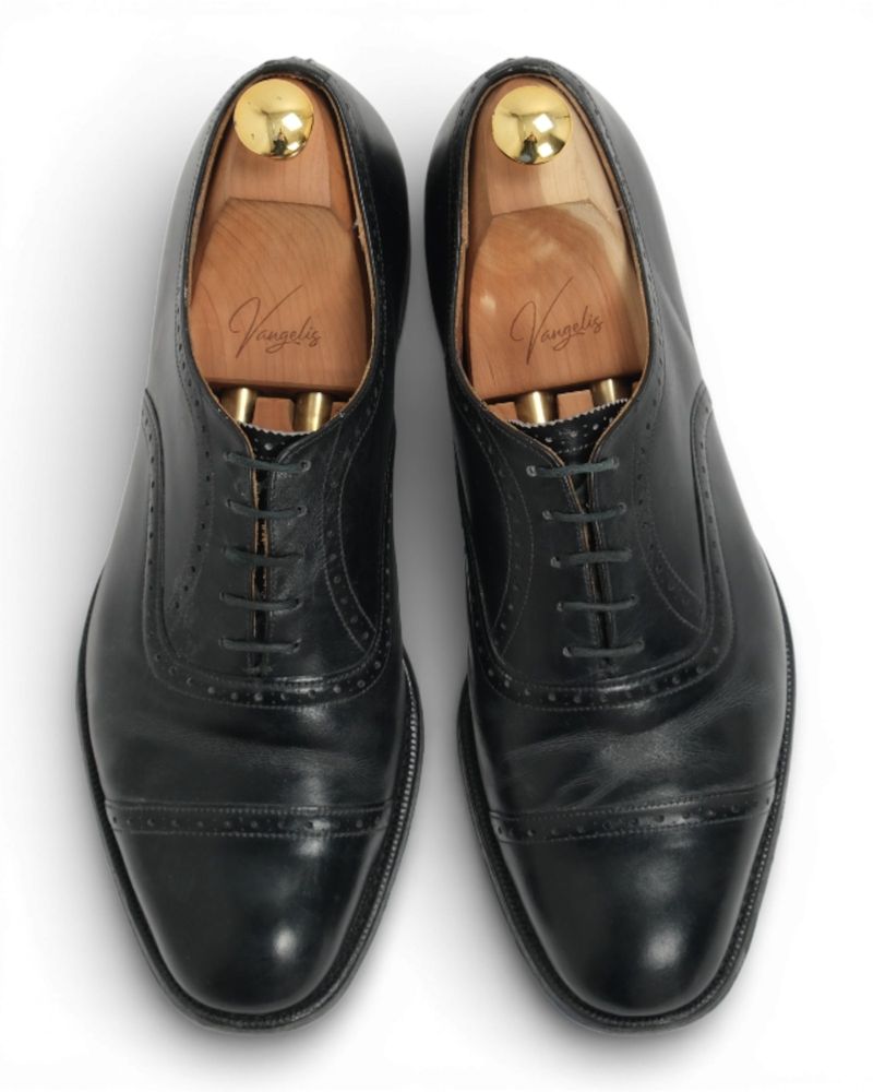 Black Leather Semi-Brouge Oxfords