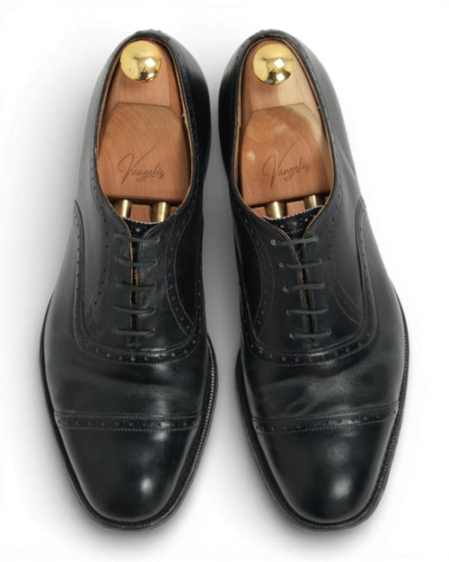 Black Leather Semi-Brouge Oxfords