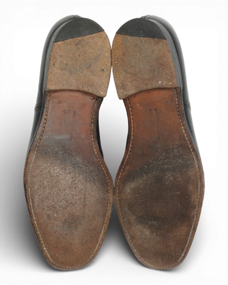 Black Leather Semi-Brouge Oxfords
