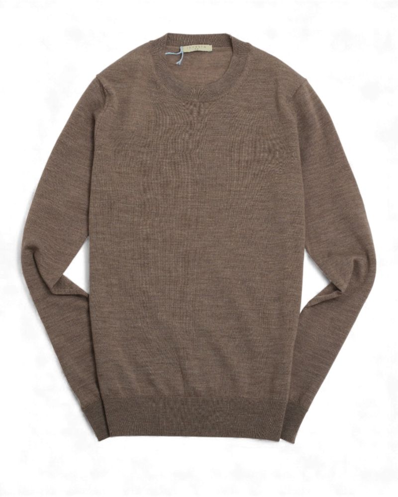 Oatmeal Extrafine Merino Crewneck Sweater