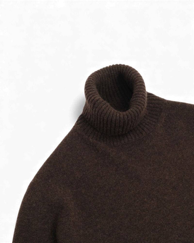 Dark Brown 4-ply Cashmere Turtleneck
