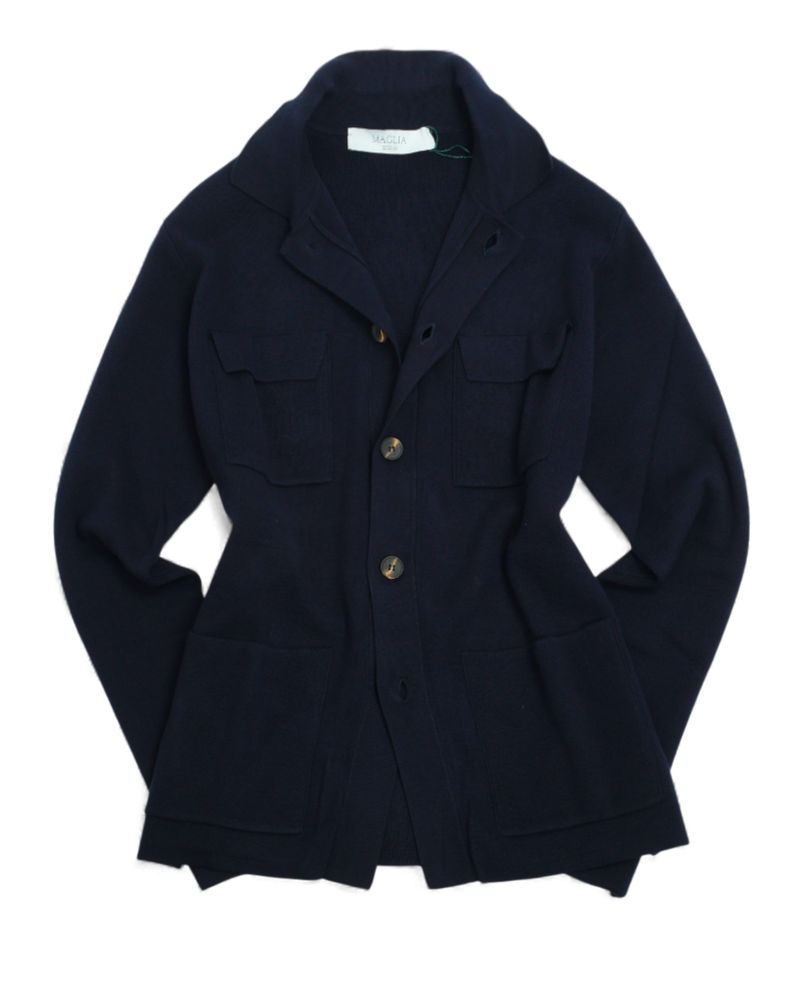 Navy Knitted Cotton Overshirt