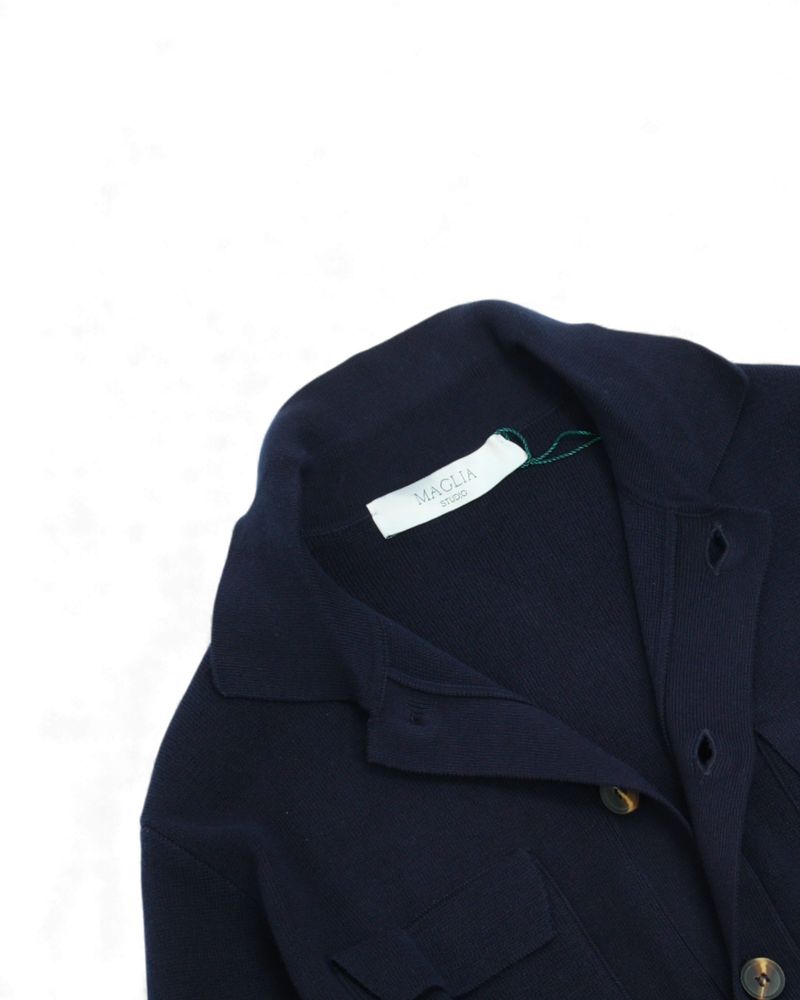 Navy Knitted Cotton Overshirt