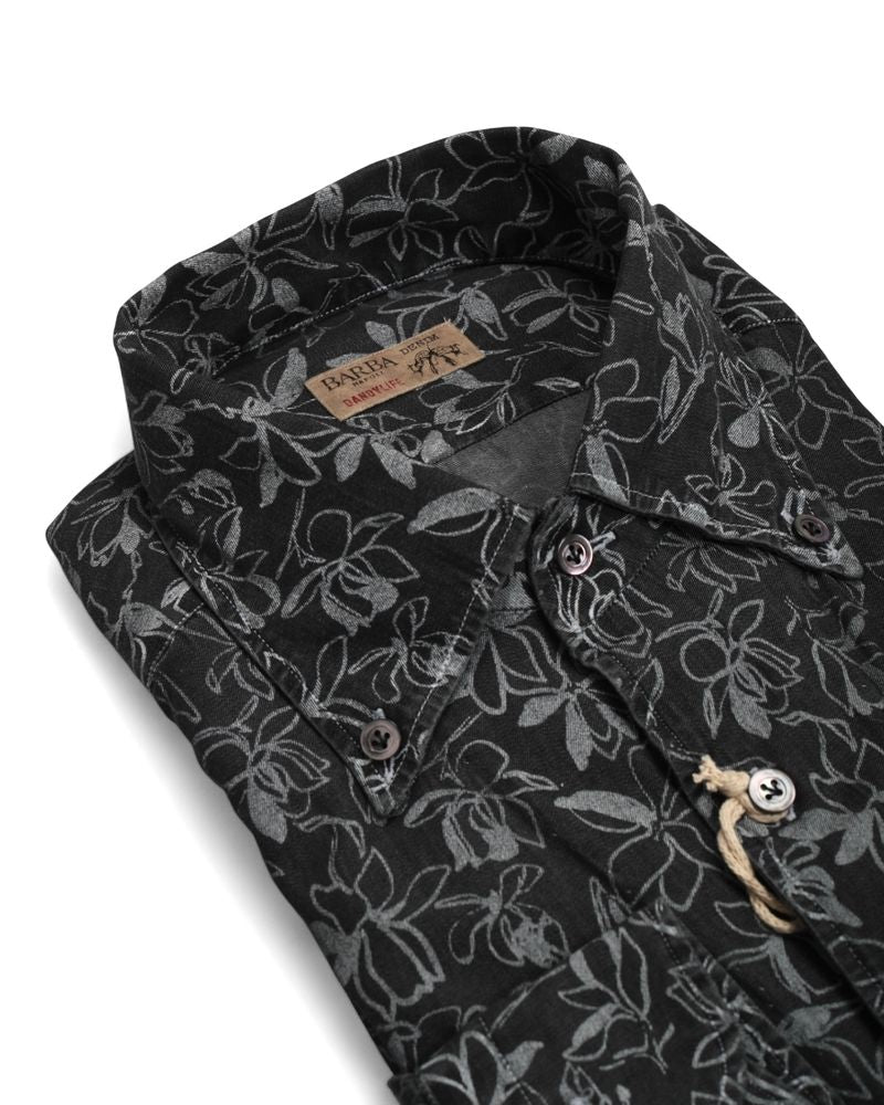 Black/White BD. Floral Denim Shirt