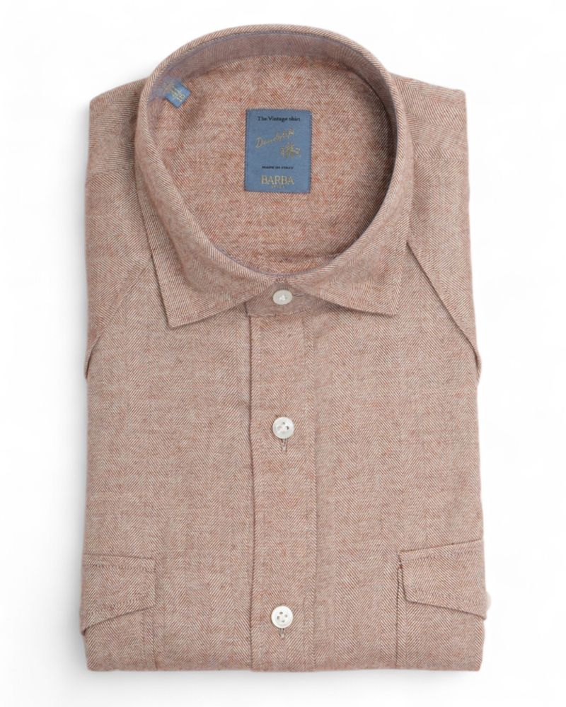 Light Brown Herringbone Western Flannel Shirt