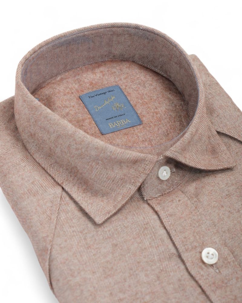 Light Brown Herringbone Western Flannel Shirt