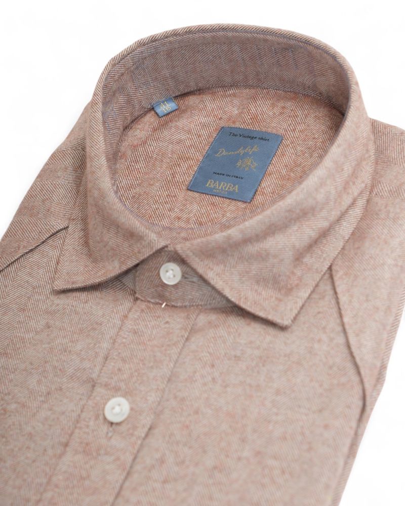 Light Brown Herringbone Western Flannel Shirt