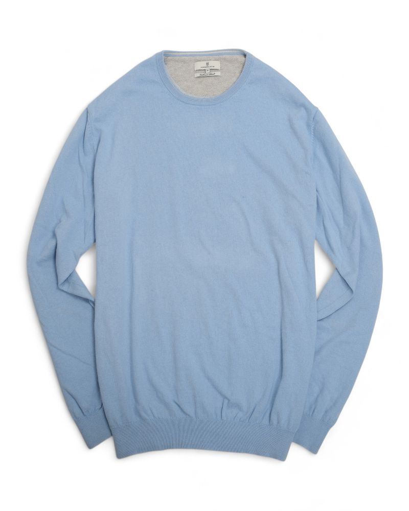 Light Blue Cotton & Cashmere Crewneck Sweater