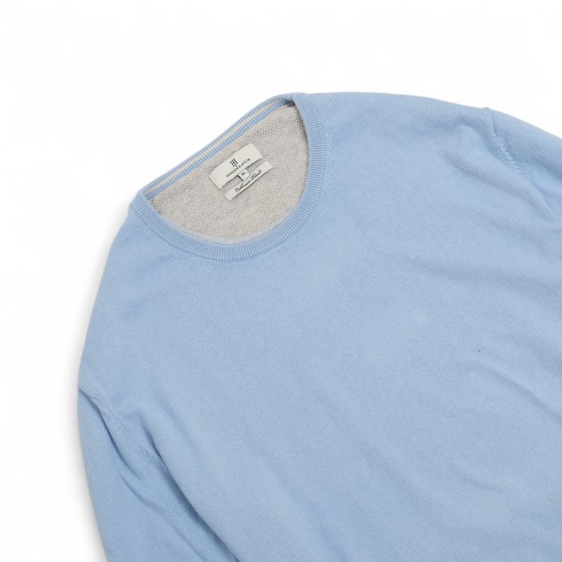 Light Blue Cotton & Cashmere Crewneck Sweater