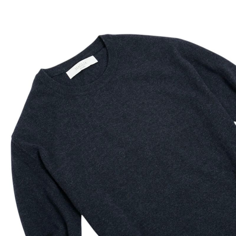 Navy 12 Gauge Lambswool Crewneck Knit