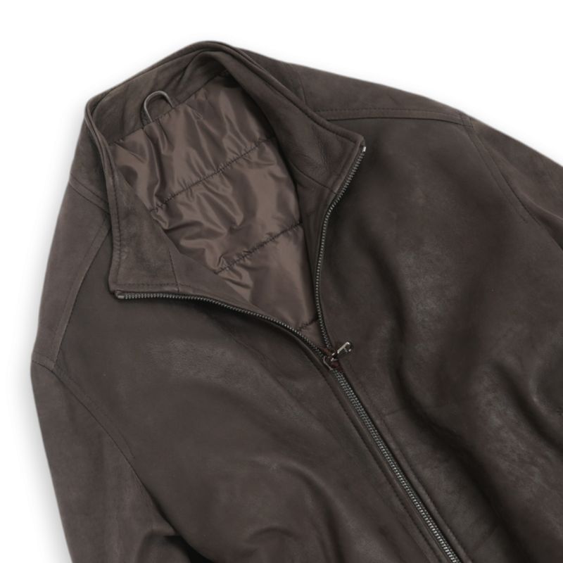 Dark Brown Suede Light Padded Jacket