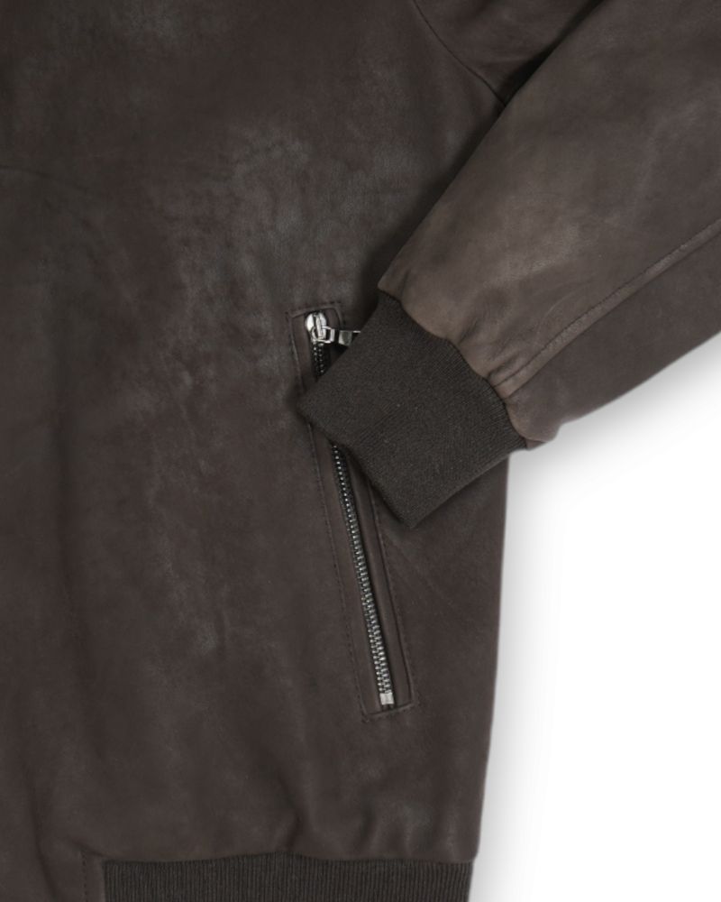Dark Brown Suede Light Padded Jacket